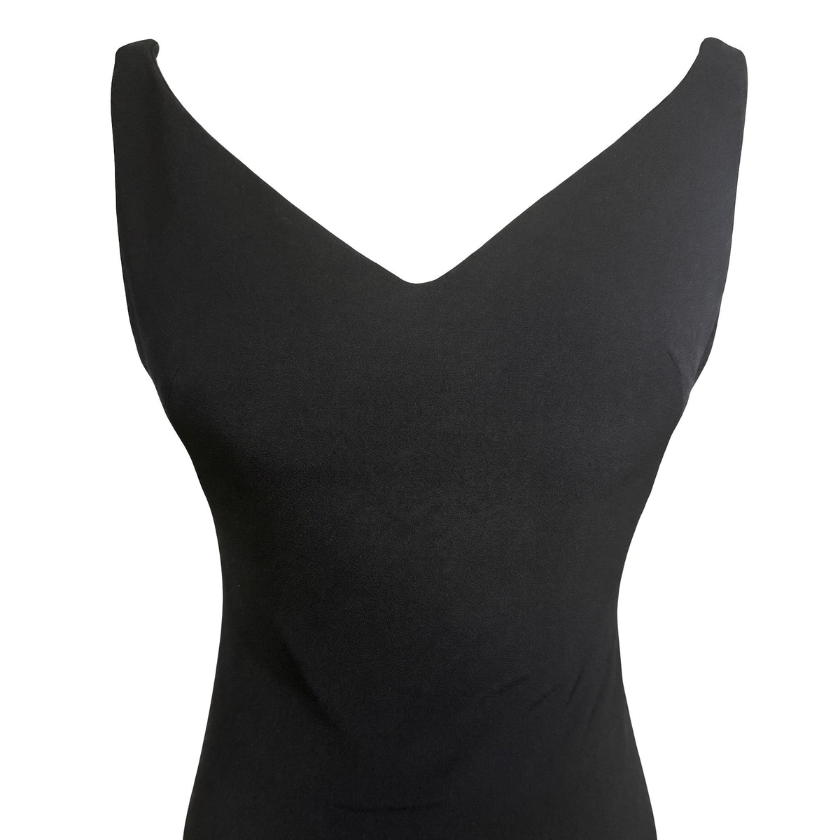 Evening Gown — Black Open-Back Maxi, Sleeveless Crepe
