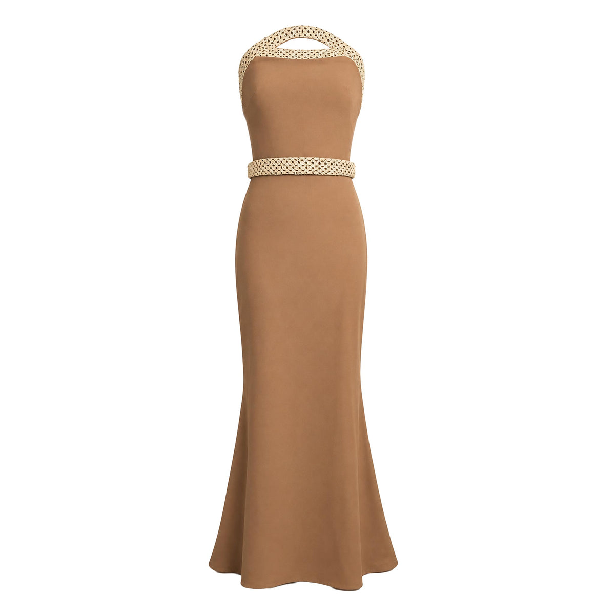 Mermaid Evening Gown — Brown Strapless Heavy Crepe