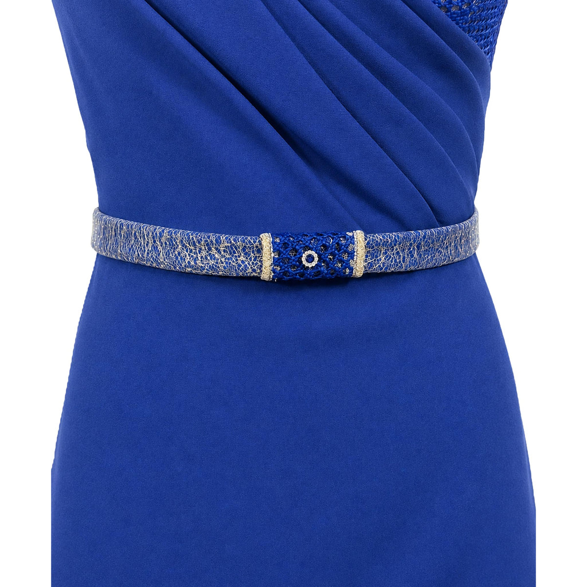 Cocktail Dress — Royal Blue Strapless Draped Mini, Beaded