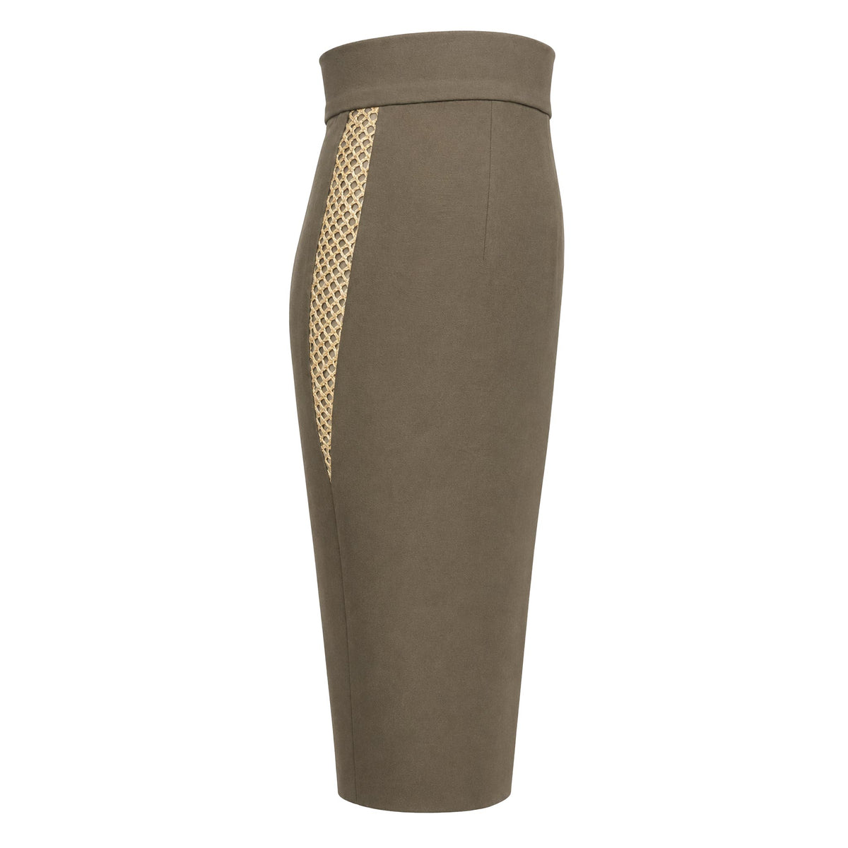 Two-Piece Suit — Olive Green Tailored Jacket and Pencil Skirt