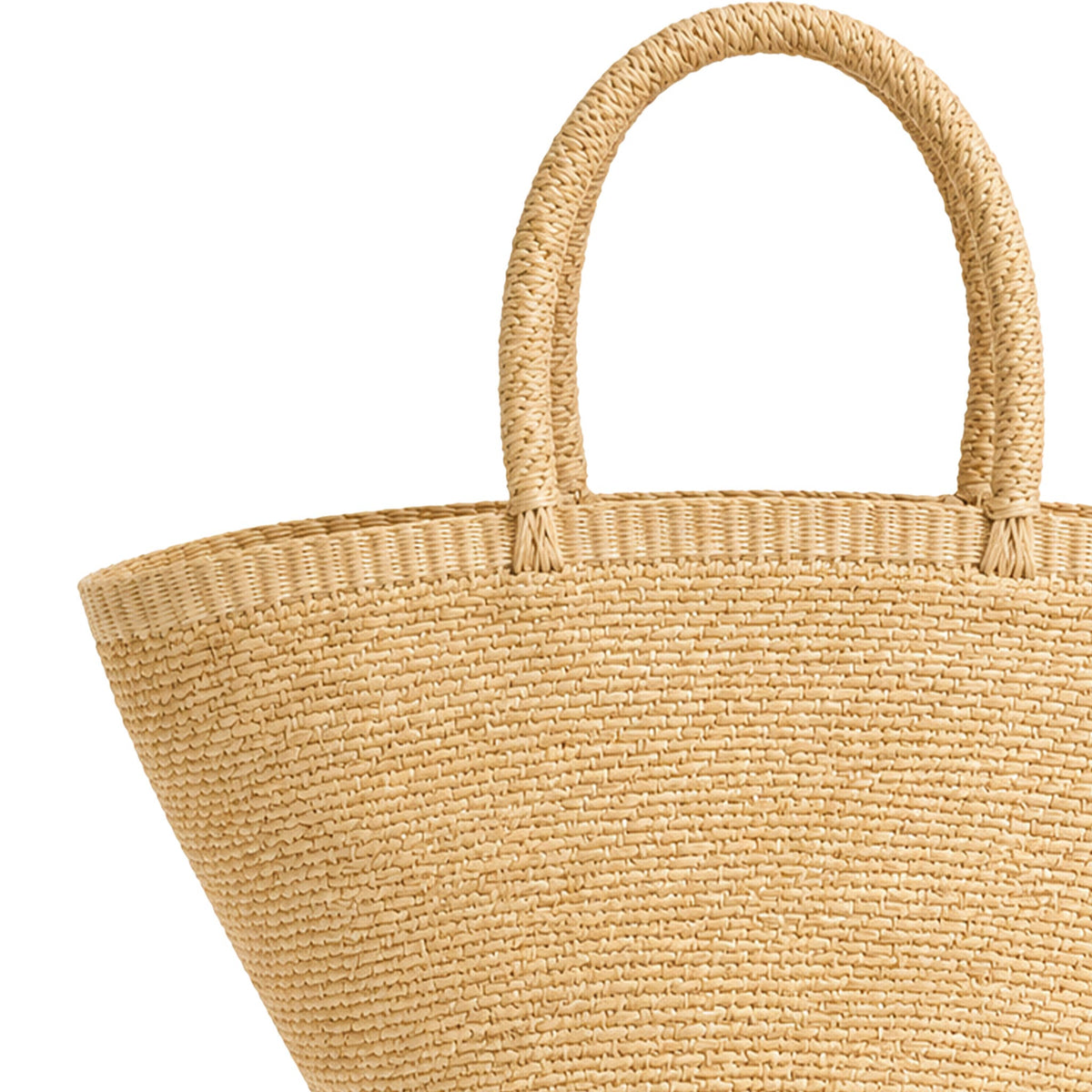 Handwoven Straw Tote Bag — Natural Fan Shape Basket Bag