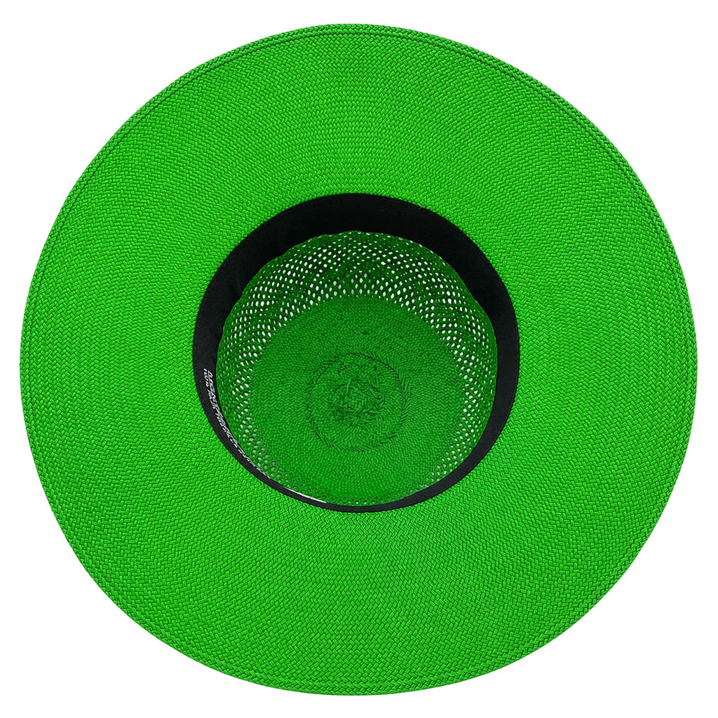 Panama Hat — Green Wide Brim, Open Calado Weave
