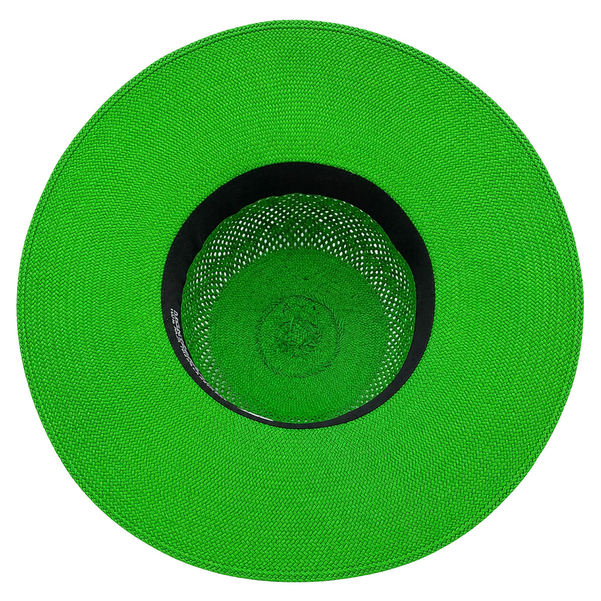 Panama Hat — Green Wide Brim, Open Calado Weave