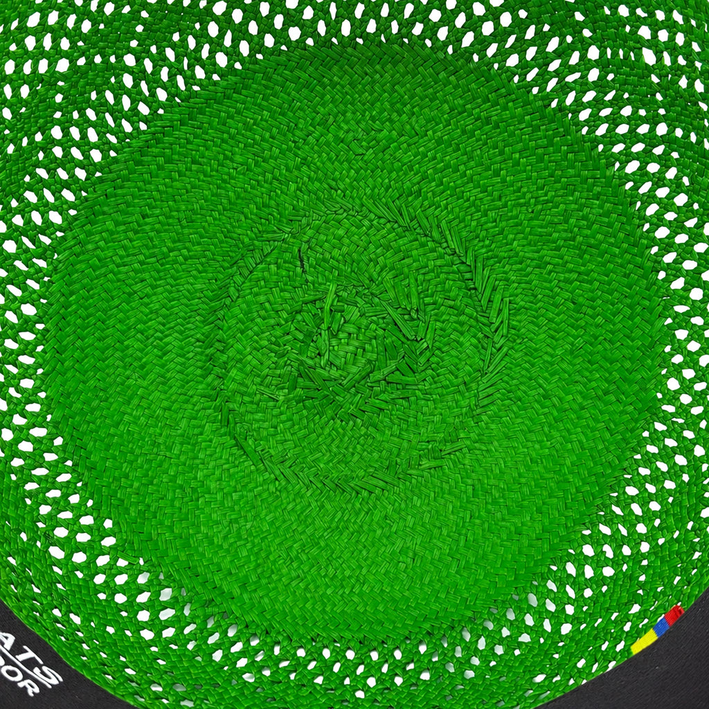Panama Hat — Green Wide Brim, Open Calado Weave