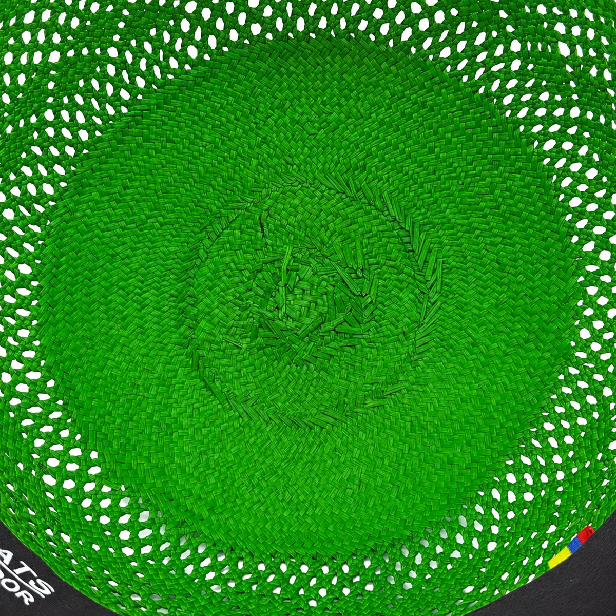 Panama Hat — Green Wide Brim, Open Calado Weave