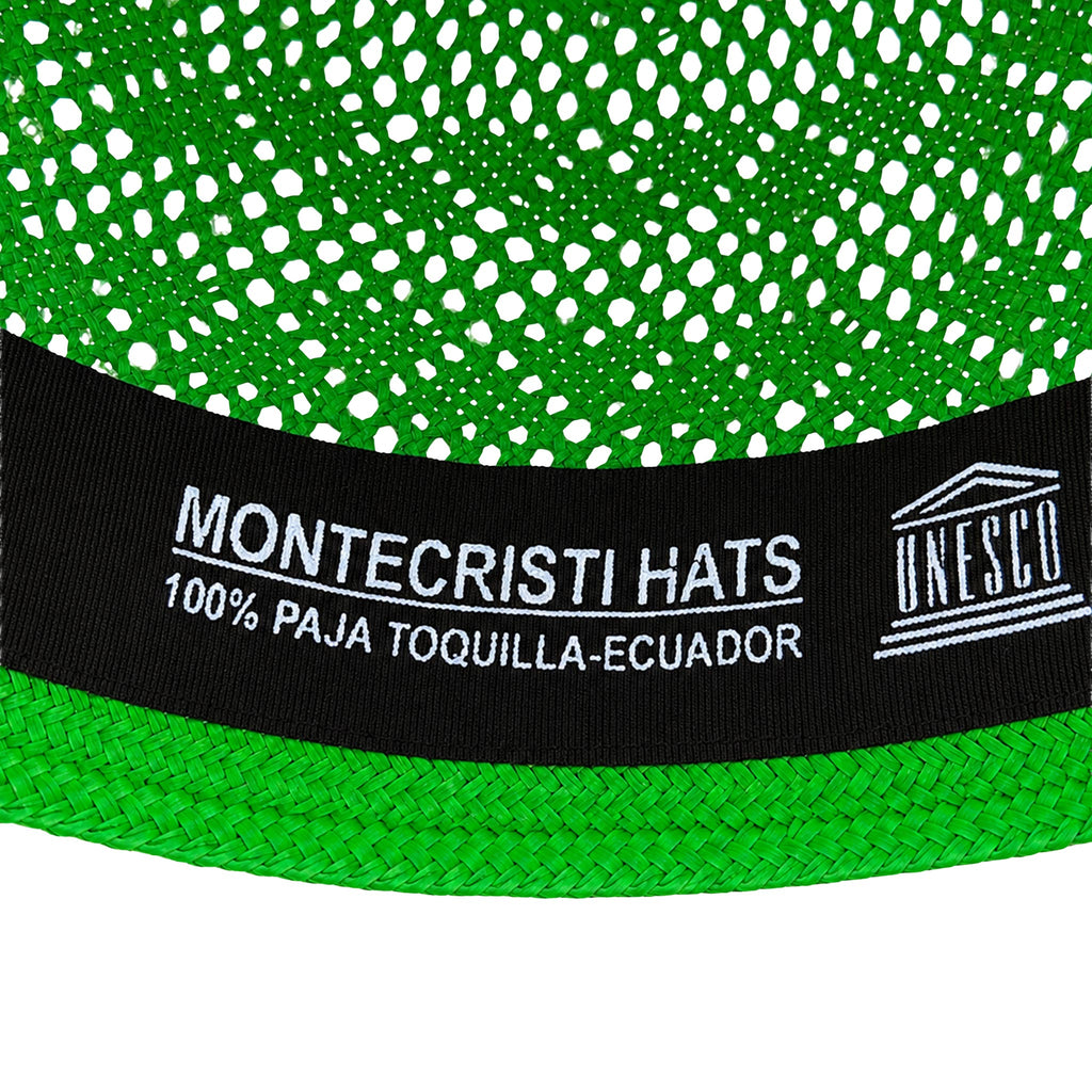 Panama Hat — Green Wide Brim, Open Calado Weave