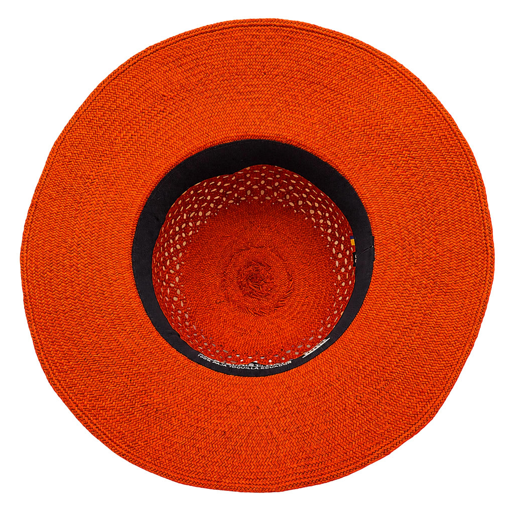 Panama Hat — Orange Wide Brim, Open Calado Weave