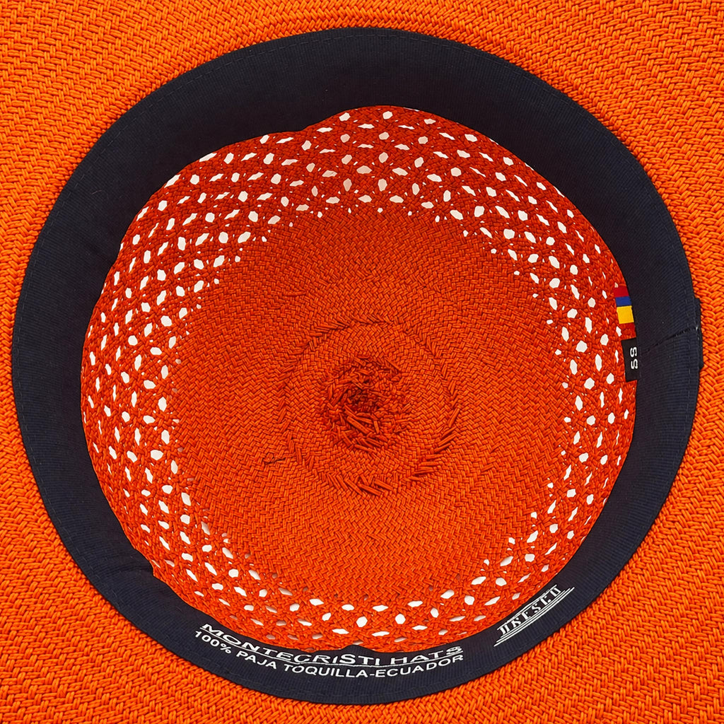 Panama Hat — Orange Wide Brim, Open Calado Weave