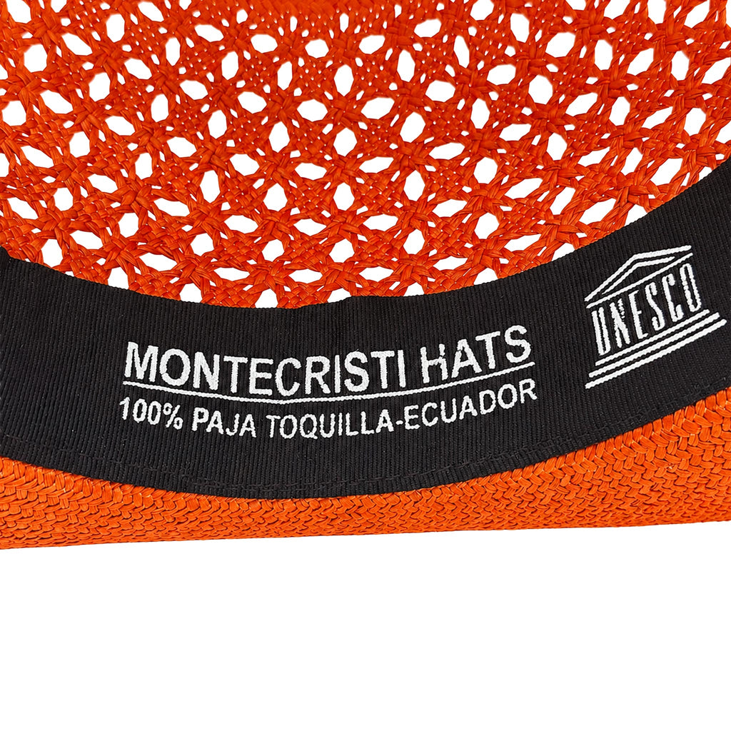 Panama Hat — Orange Wide Brim, Open Calado Weave