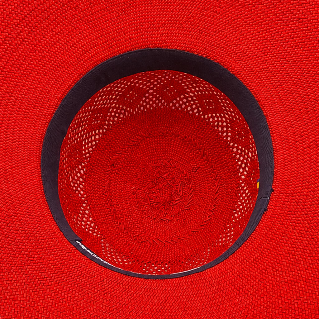 Panama Hat — Red Wide Brim, Open Calado Weave