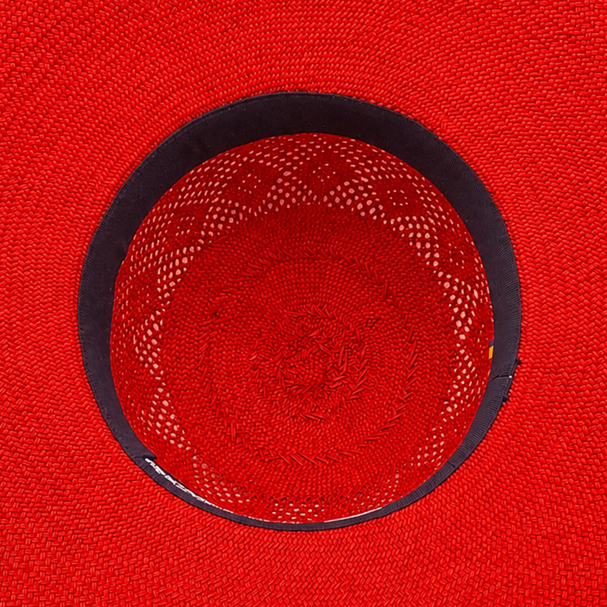 Panama Hat — Red Wide Brim, Open Calado Weave