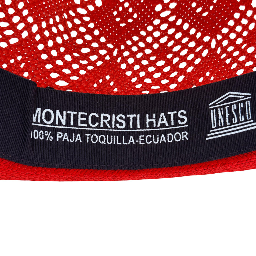 Panama Hat — Red Wide Brim, Open Calado Weave