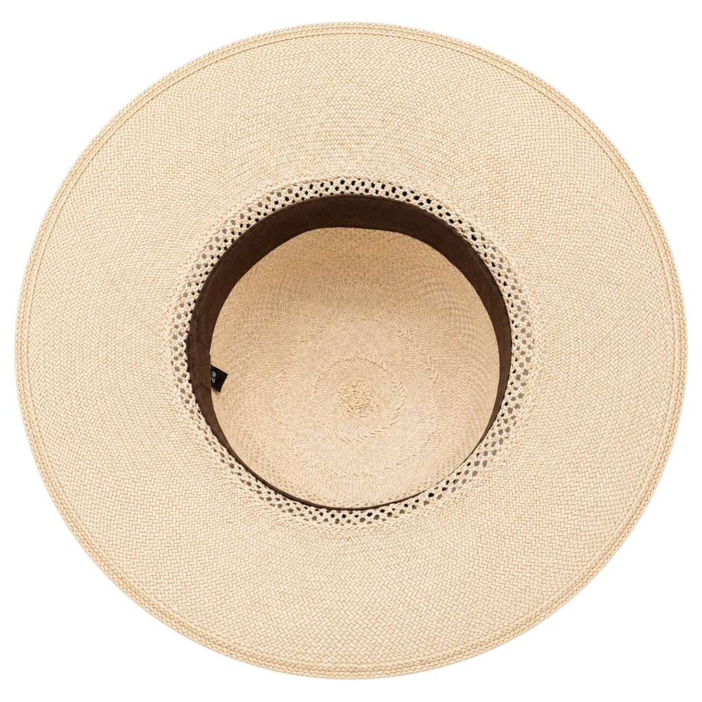 Panama Hat — Natural Open Calado Weave, Navy Band