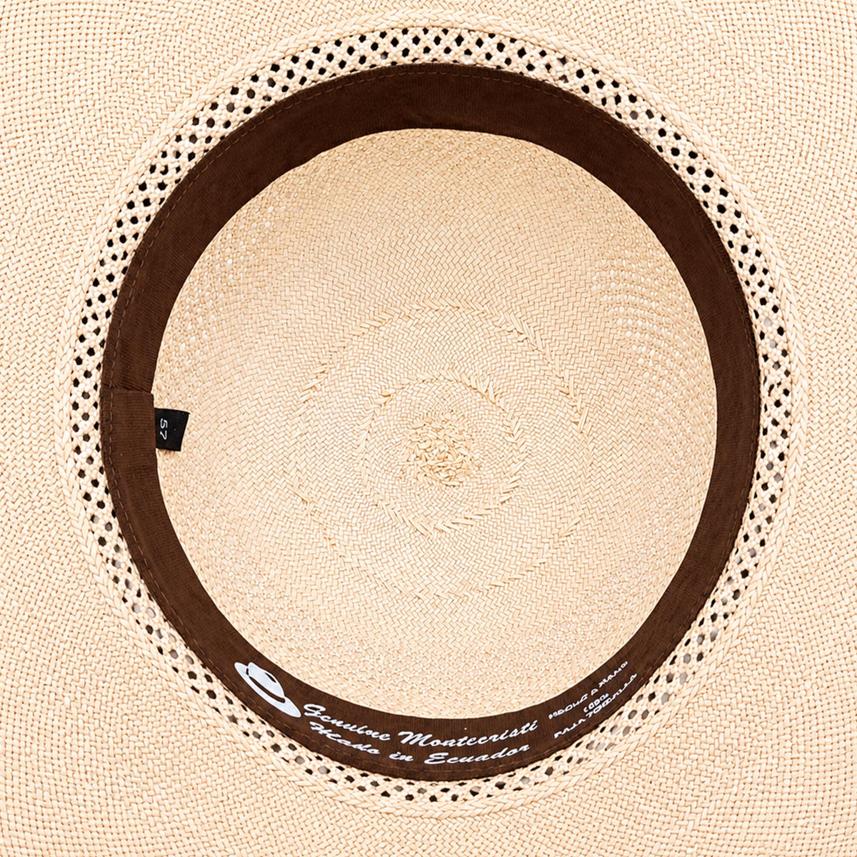 Panama Hat — Natural Open Calado Weave, Navy Band