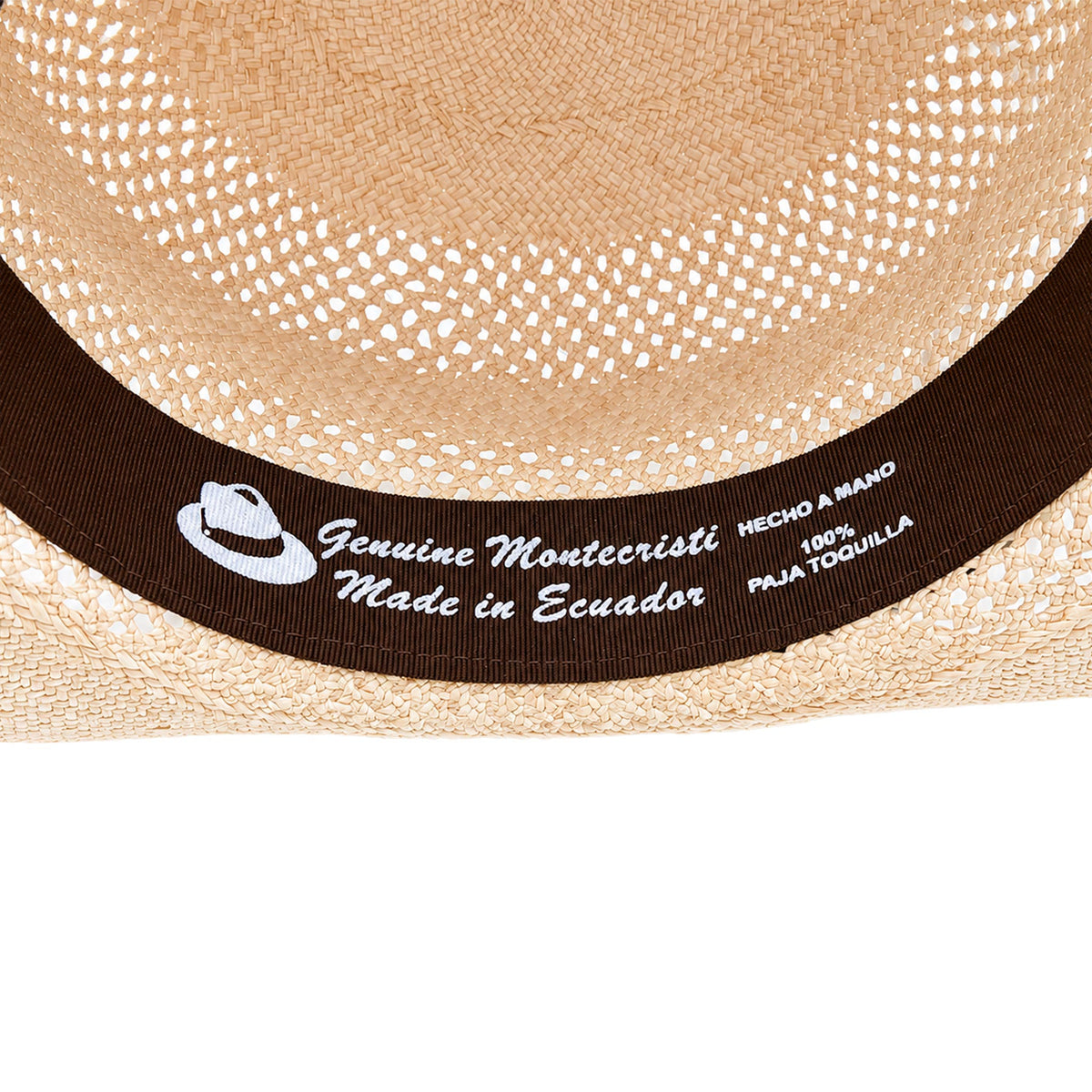 Panama Hat — Natural Open Calado Weave, Navy Band