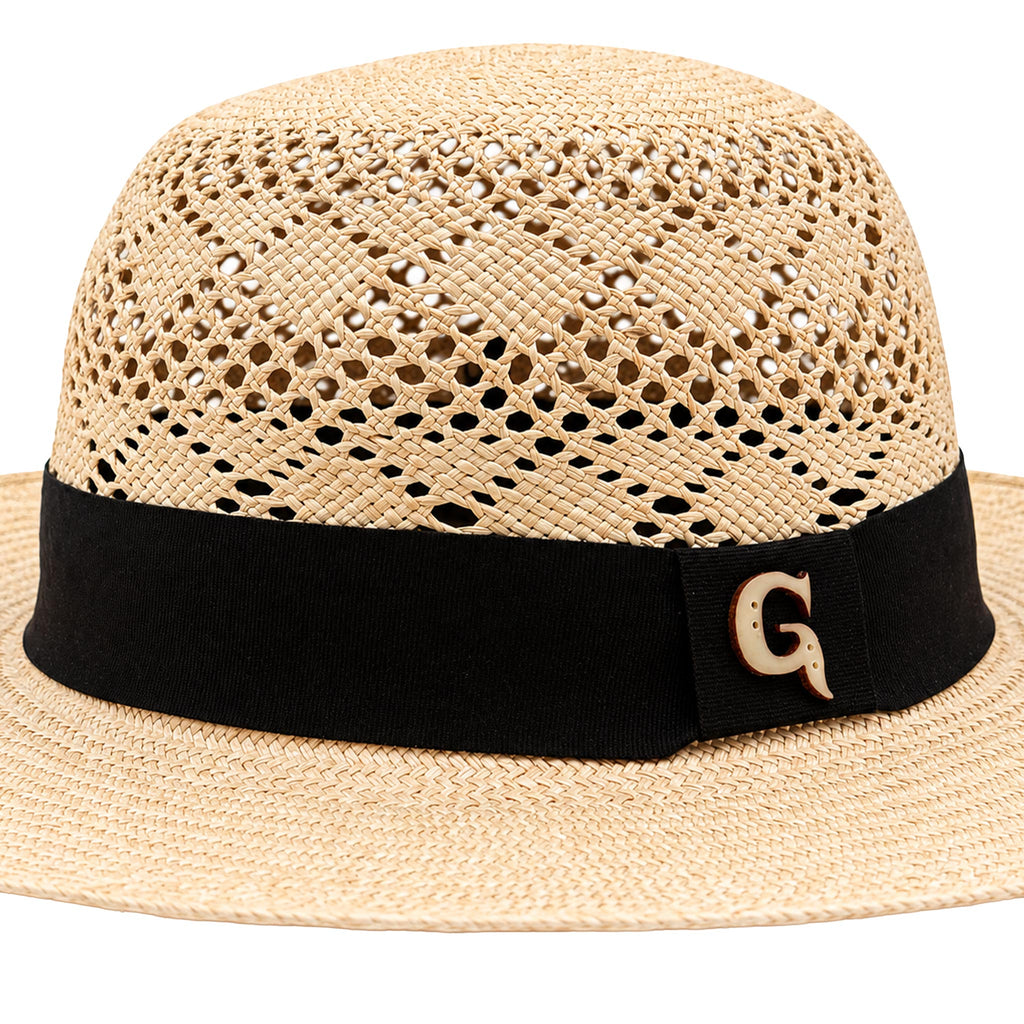 Panama Hat — Beige Wide Brim, Open Weave