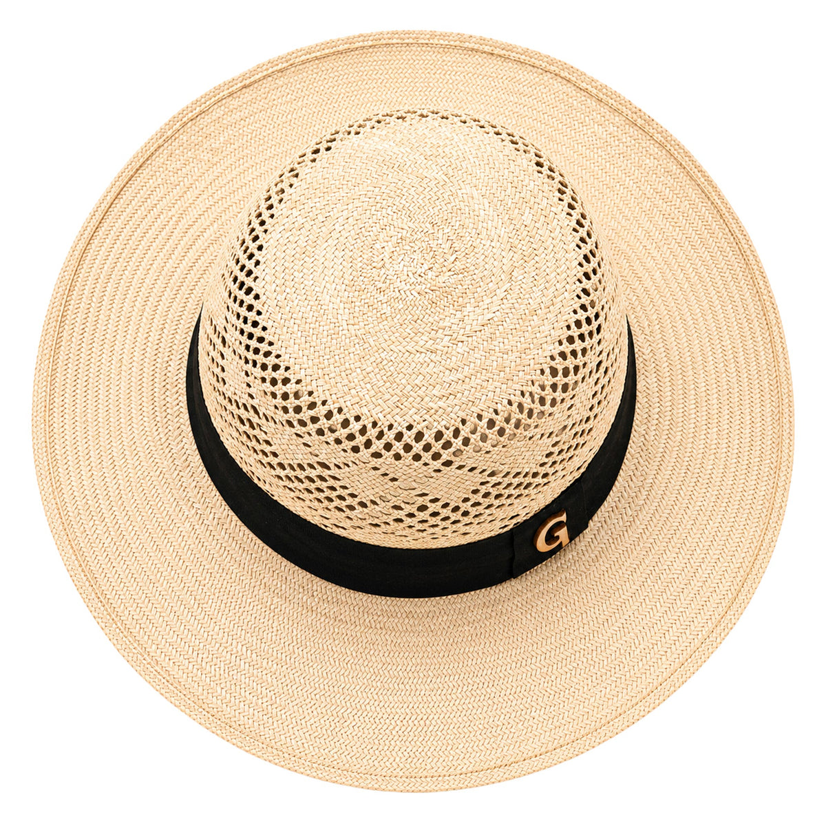 Panama Hat — Beige Wide Brim, Open Weave