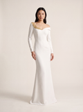 Mermaid Wedding Dress — Ivory One-Shoulder Crepe, Beaded