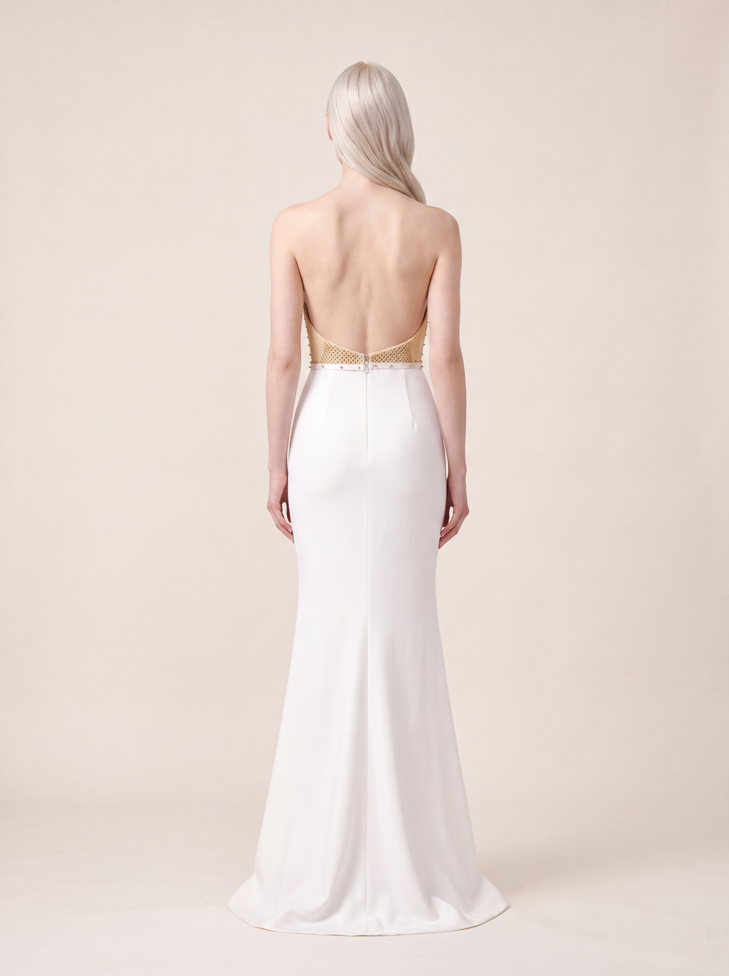 Mermaid Wedding Dress — Ivory Strapless Corset with Jewelled Woven Bodice