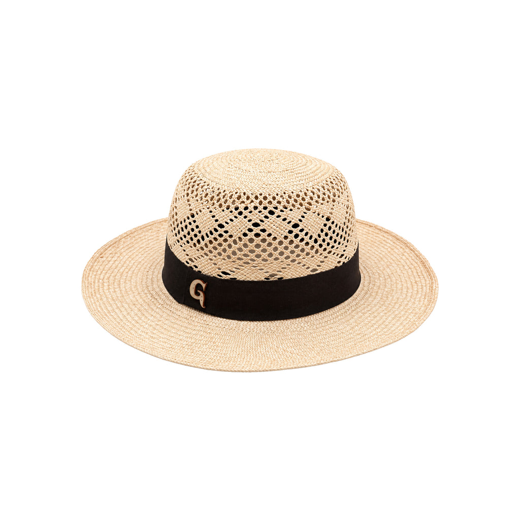 Panama Hat — Beige Wide Brim, Open Weave