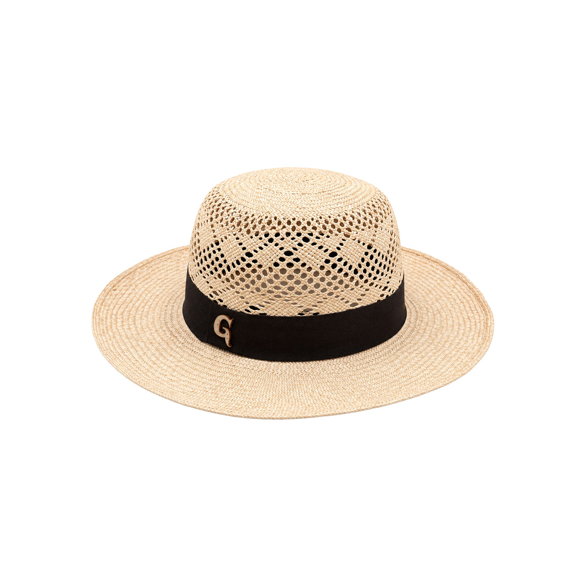 Panama Hat — Beige Wide Brim, Open Weave